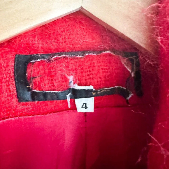 Vintage Bright Red Mohair Short Blazer Coat L - Picture 7 of 7